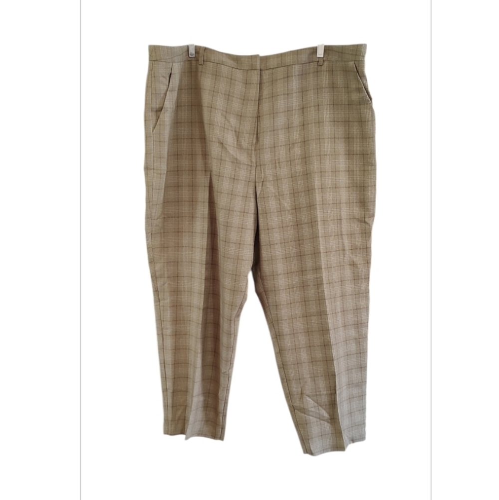 ASOS Curve Tan Plaid Trousers Size 18